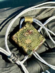 The “Quadrangle” Orgone Amulet- Auric Field Protection- 18k gold grid