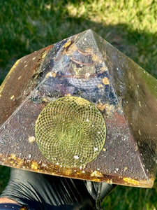 The “XL Jumbo Giza Equalizer Tensor Ring”- 8x8” base- Radionics/Tensor Ring Orgone Pyramid (6 lbs)