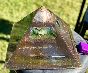 The “XXL Jumbo Giza Equalizer” -11x11” base- 15+ lbs- Pulsed Radionics Orgone & Tensor Ring Pyramid