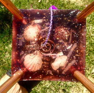 The "Nubian Chakra Equalizer Mini-Chembuster" - 6 lbs, 8 Sided Radionics Orgone Pyramid w/ Tensor Ring & Earth Pipes for grounding
