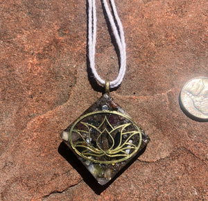 The “Quadrangle” Orgone Amulet- Auric Field Protection- 18k gold grid