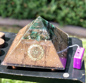 The “XL Jumbo Giza Equalizer Tensor Ring”- 8x8” base- Radionics/Tensor Ring Orgone Pyramid (6 lbs)