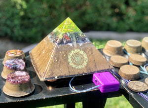 The “5G Family Pack” - 8x8” Pulsed XL Jumbo Giza Tensor Ring Radionics Pyramid, 9 TBs, Appliance Shields, 4 Phone Shields, 4 Amulets ($264 in savings)