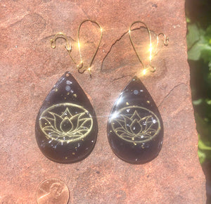 The “Teardrop Orgone Earrings”- 18k gold grid of your choice