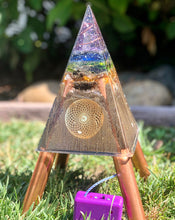 The “Sleek Nubian Chakra Tensor Ring Equalizer Minichembuster” - Pulsed Radionics Orgone Pyramid w/ Earth Pipes for grounding