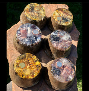 6-pack of "Macrocosmic Towerbusters" - Quartz, Super Seven Amethyst, Garnet, Neodymium, Petalite, Lepidolite, Elite Shungite, Tourmalines, Selenite, Kyanite & Quartz Sand + MMSSO matrix