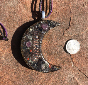 The “Large Crescent Luna” Orgone Amulet 🌙- Aura Protection
