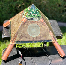 The “XXL Jumbo Giza Equalizer Chembuster- 15 lbs, 11x11” base- Pulsed Radionics Orgone Pyramid w/ Earth Pipes for grounding, Tensor Ring