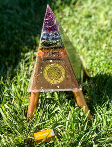 The “Sleek Nubian Chakra Tensor Ring Equalizer Minichembuster” - Pulsed Radionics Orgone Pyramid w/ Earth Pipes for grounding
