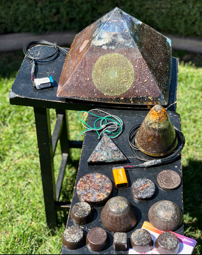 The “Personal Power Pack” - 11x11” Pulsed XXL Jumbo Giza Radionics Tensor Ring Pyramid (30k Hz), Dream Machine Equalizer (15 Hz), Large Equilateral or Large Ankh Amulet, Appliance Shields, Phone Protector & 7 Freebies ($210 in savings)