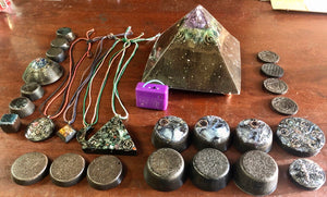The “5G Family Pack” - 8x8” Pulsed XL Jumbo Giza Tensor Ring Radionics Pyramid, 9 TBs, Appliance Shields, 4 Phone Shields, 4 Amulets ($264 in savings)